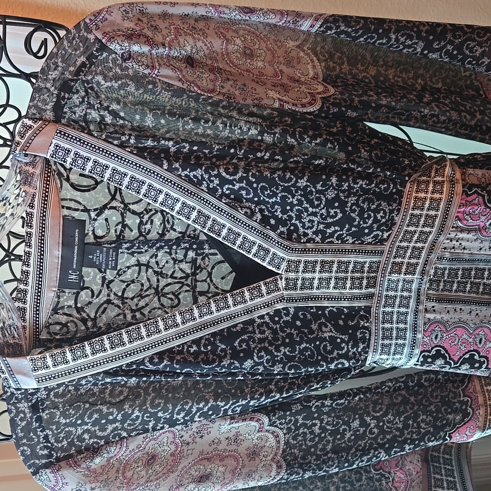 INC Multicolored Silk Dress Sz 4 with separate black lining